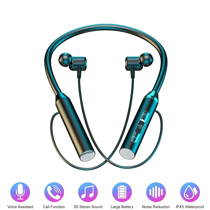Magnetic Neckband Sports Earphones - 9D Bluetooth Earphones Wireless Headphones Magnetic