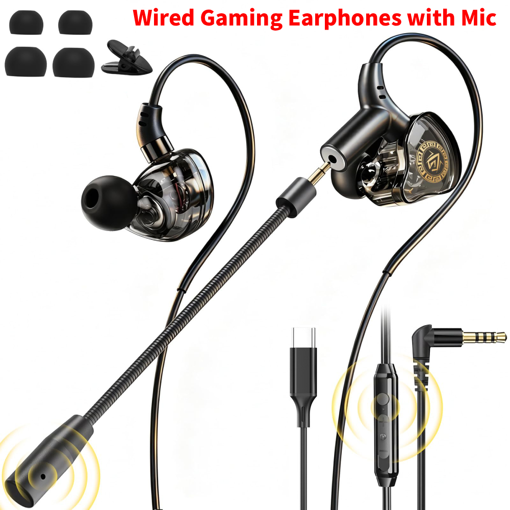 Type C Wired Earphones With Mic - 3.5mm / Type-C Wired Gaming Earphones