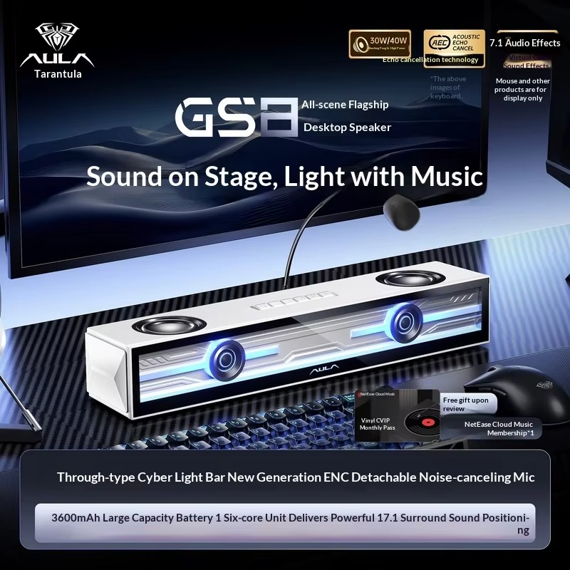 AULA GS8 Gaming Speaker Deskto - Rgb Computer Soundbar For Pc recension och pris