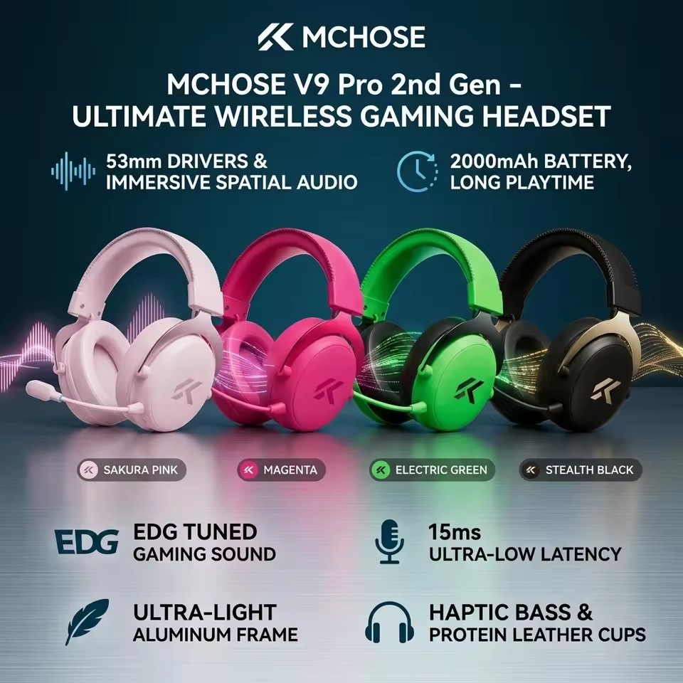 MCHOSE V9 Pro 2 E-sports  Wire - Anc Wireless Over Ear Headphones recension och pris
